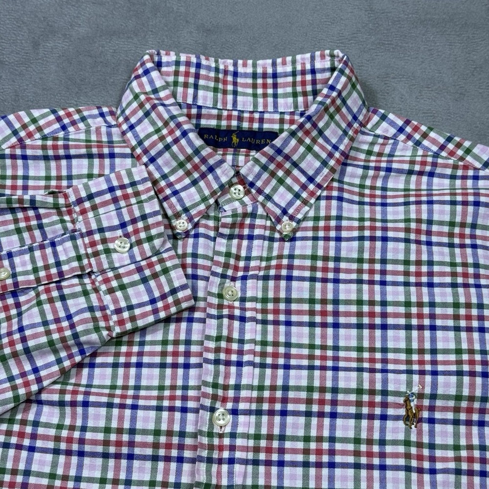 Ralph Lauren Button Shirt Mens XL Oxford Gingham Dadcore Normcore Modern Classic